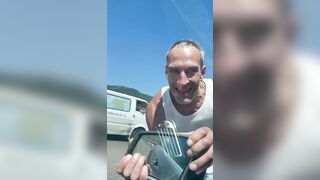 Crazy Guy In Sweatshirt Wants His Door Mirror