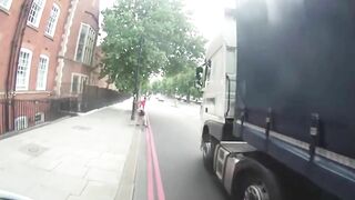 Cyclist Nearly Crushed To Death By Truck While Crossing Busy Intersection