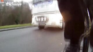 Cyclist Thrown Onto Grass After Collision With Truck