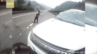 Shot Of The Dashboard Of A Car Before It Flipped Over