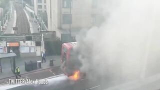 Dramatic Footage Shows A Burning London Bus
