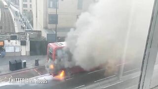 Dramatic Footage Shows A Burning London Bus