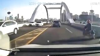 Driver Changes Lanes And Crashes