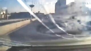 Driver Changes Lanes And Crashes