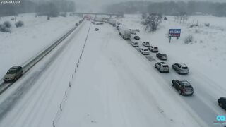 Drone Video Of Pileup On Interstate 94 West Of Kalamazoo
