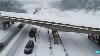 Drone Video Of Pileup On Interstate 94 West Of Kalamazoo