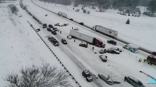 Drone Video Of Pileup On Interstate 94 West Of Kalamazoo