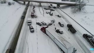 Drone Video Of Pileup On Interstate 94 West Of Kalamazoo
