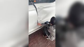 Man's Calf Broken By Car Door While Driving