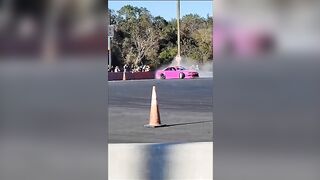 Dude Thought He Was Safe Behind The Barriers At A Car Race