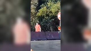Dude Thought He Was Safe Behind The Barriers At A Car Race