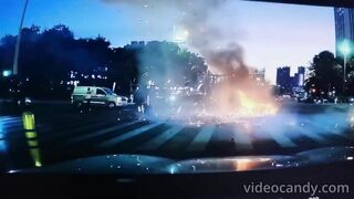 Electric Scooter Catches Fire, Driver Injured