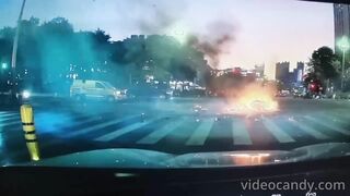 Electric Scooter Catches Fire, Driver Injured