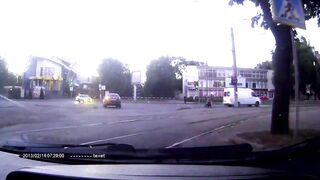 Ambulance Nearly Flips Over After T-bone Accident