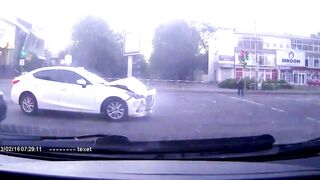 Ambulance Nearly Flips Over After T-bone Accident