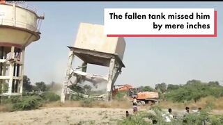 A Falling Water Tank Crushed A Man By Nearly An Inch
