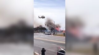 The Firefighter Was Hit By Water.