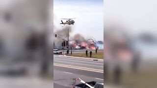 The Firefighter Was Hit By Water.