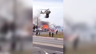 The Firefighter Was Hit By Water.