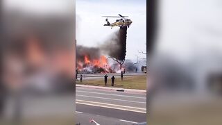 The Firefighter Was Hit By Water.