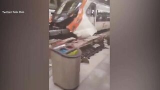 Footage Shows Moments After Barcelona Train Crash