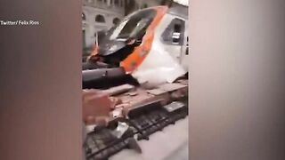 Footage Shows Moments After Barcelona Train Crash