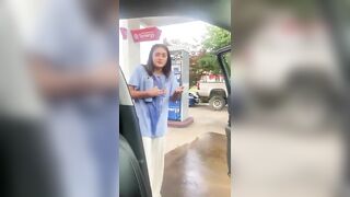 Girl And Gas Station