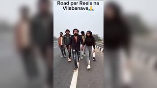 A Group Of Indians Filmed A Video On A Busy Highway