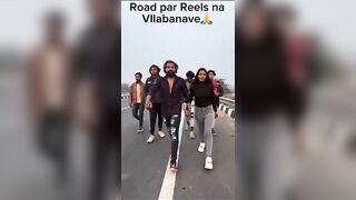A Group Of Indians Filmed A Video On A Busy Highway