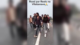 A Group Of Indians Filmed A Video On A Busy Highway