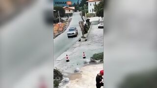 Guys Got A Traffic Cone On Their Ass