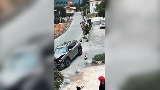 Guys Got A Traffic Cone On Their Ass