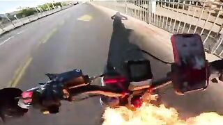 Man Catches Fire While Riding Bicycle