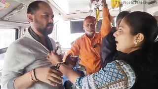 Indian Woman Angrily Beats Up Drunk Man