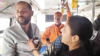 Indian Woman Angrily Beats Up Drunk Man