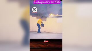 Los Angeles Firefighters Use Totes Filled With Water