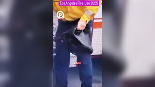 Los Angeles Firefighters Use Totes Filled With Water