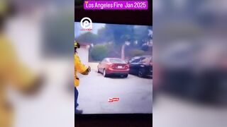 Los Angeles Firefighters Use Totes Filled With Water