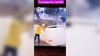 Los Angeles Firefighters Use Totes Filled With Water