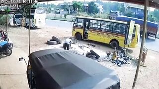 Man Backflips After Tractor Tire Bursts