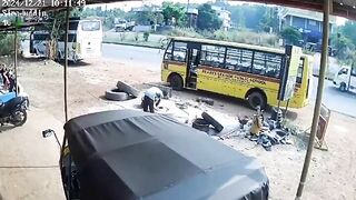 Man Backflips After Tractor Tire Bursts