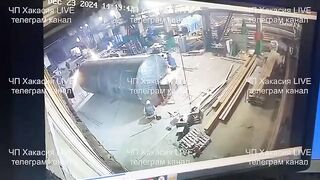 A Man Was Welding A Large Tank When It Exploded In His Face