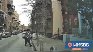 Minivan Hits Sidewalk