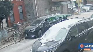 Minivan Hits Sidewalk