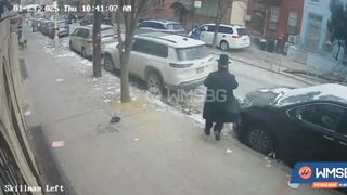 Minivan Hits Sidewalk