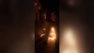 Idiot Jumps Into A Burning Bonfire And Burns Himself