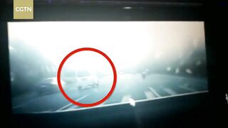 Giant Crane Crushes 10-seater Minivan