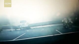 Giant Crane Crushes 10-seater Minivan