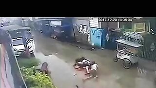 Girl Involved In Funny Two-wheeler Accident - Video - VidMax Co