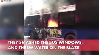 Good Citizen Saves Elderly Man From Burning Bus - Video